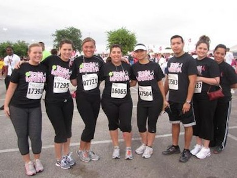 Team Photo, Back Of Shirt Says "Walk Race Save" T-Shirt Photo