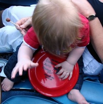 Corban Checks Out His New Frisbee T-Shirt Photo