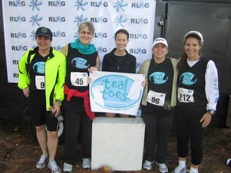 Team Teal Toes Runs Like A Girl T-Shirt Photo