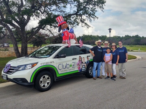 Club Z Tutoring Services Participates In “The Best Little Parade In Texas" In Wimberley, Tx For 2021 Independence Day Parade T-Shirt Photo